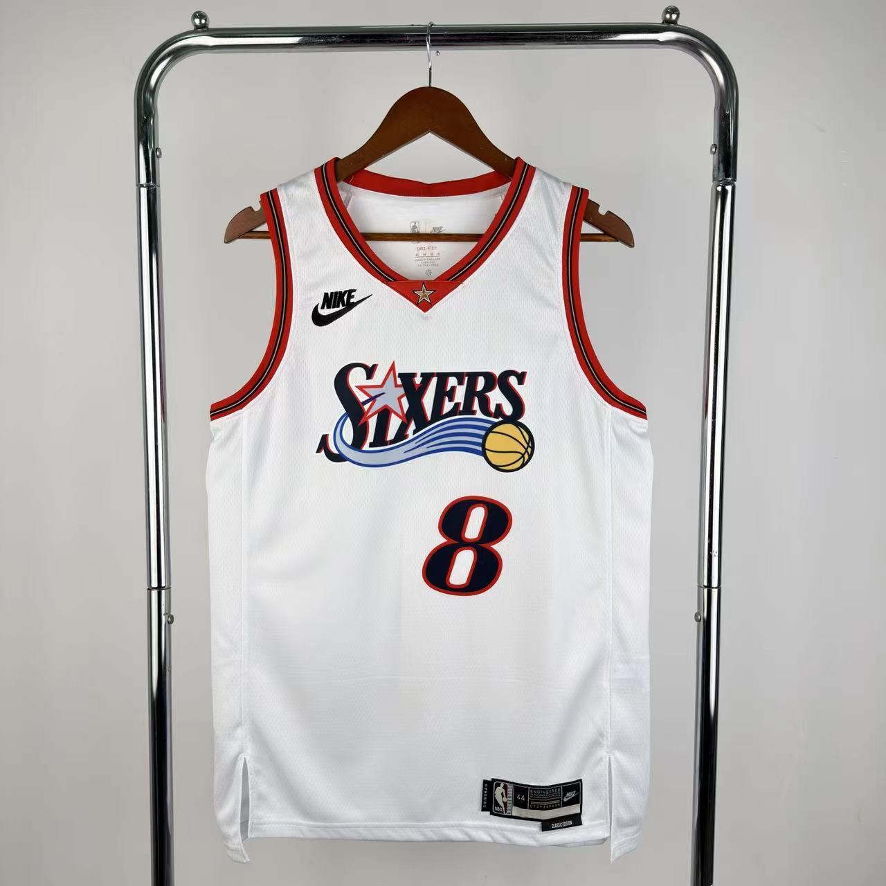 George, camiseta retro blanca número 8 de los 76ers de 26